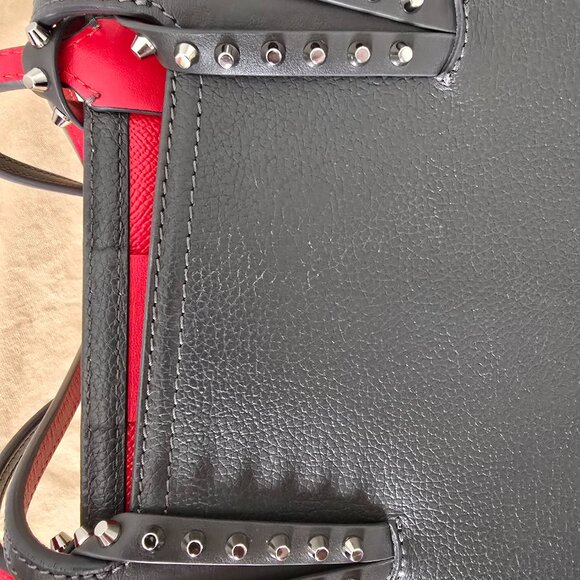 Christian Louboutin Cabata East West Tote Bag Charbon  & Red Leather + Pouch - Picture 8 of 17